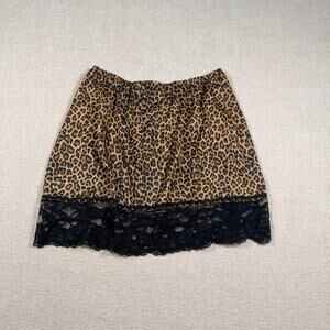 Women's VINTAGE SLIP SKIRT BLACK ANIMAL PRINT CHEETAH LEOPARD LARGE VASSARETTE